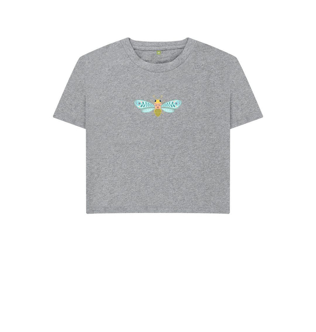 Boxy Bee T-Shirt (Adult - Gray, White & Dusty Blue)