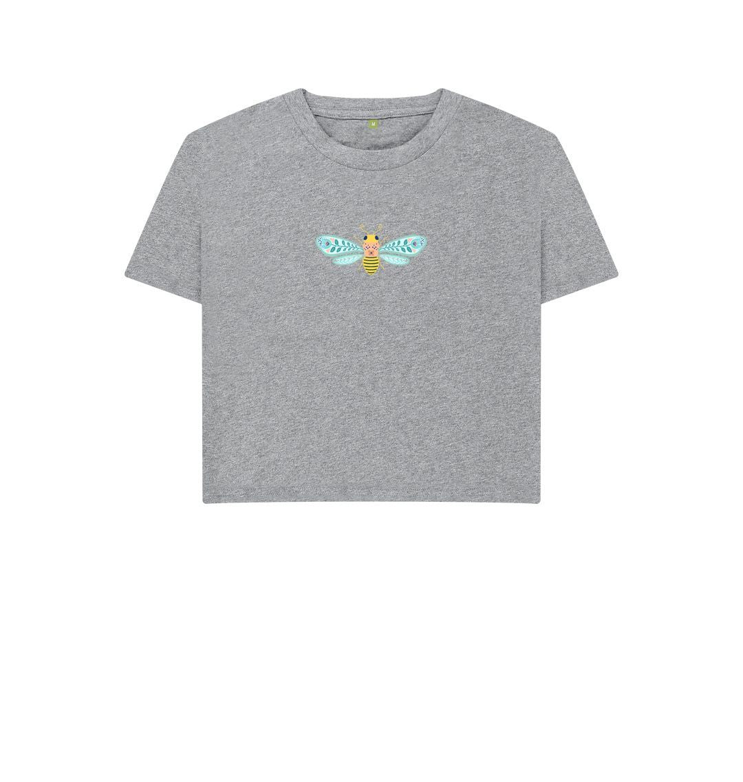 Boxy Bee T-Shirt (Adult - Gray, White & Dusty Blue)