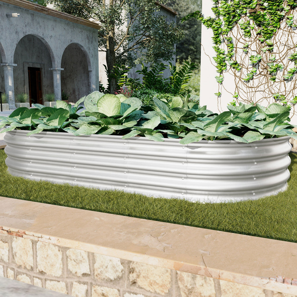 Heavy Duty Galvanized Raised Garden Bed Kit 6x3x1ft Silver