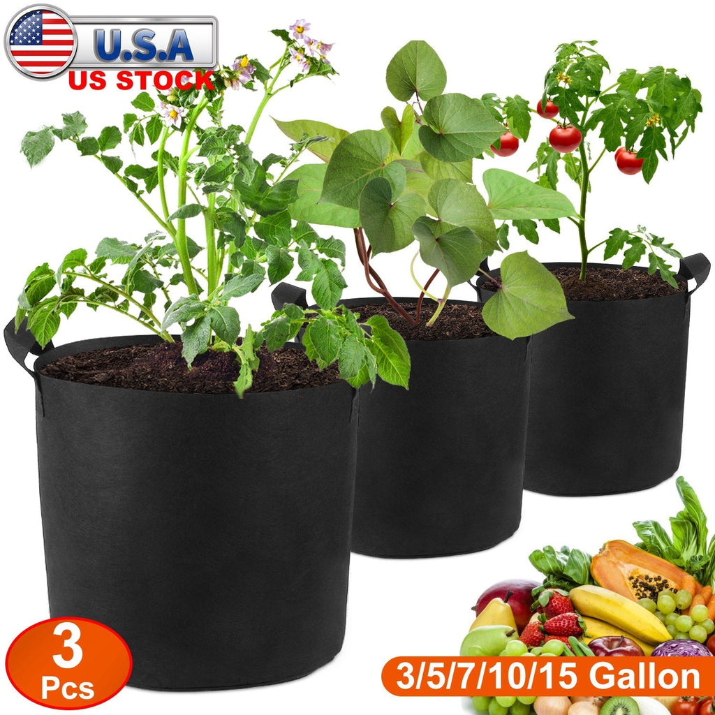 3 Pack Plant Grow Bags Potato Vegetable Planter Bags Breathable Planting Fabric Pots 7Gallons