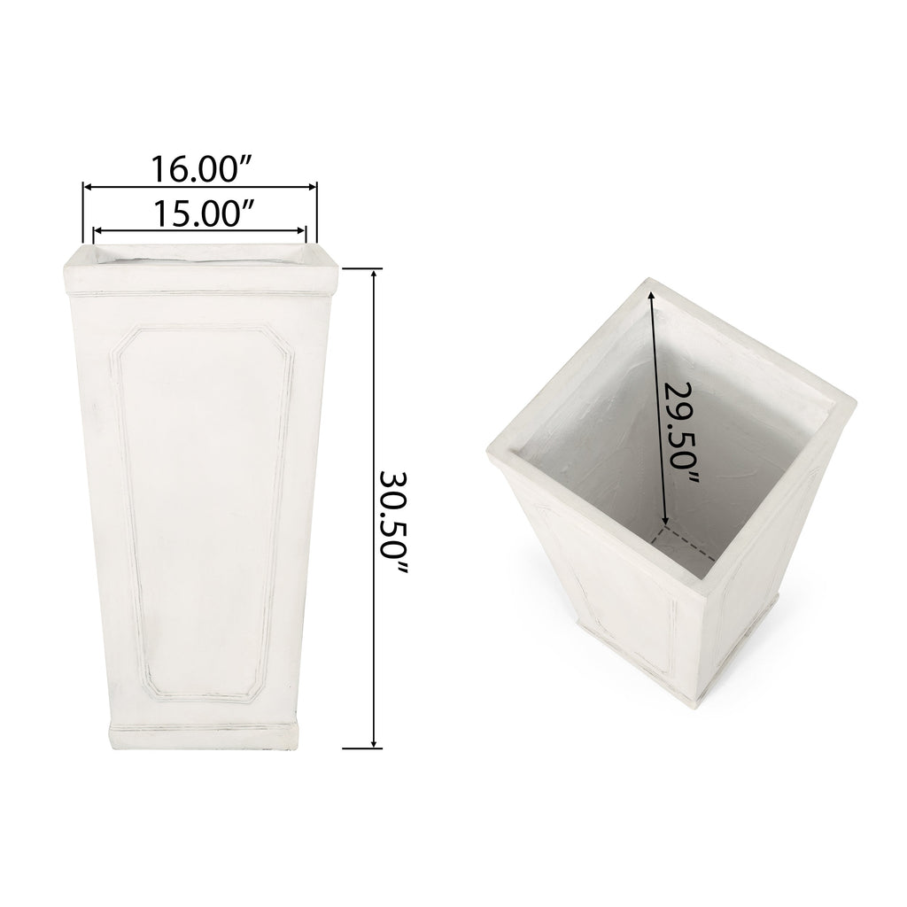 16'' x 30.5'' Outdoor MGO Planter with Antique White Finish