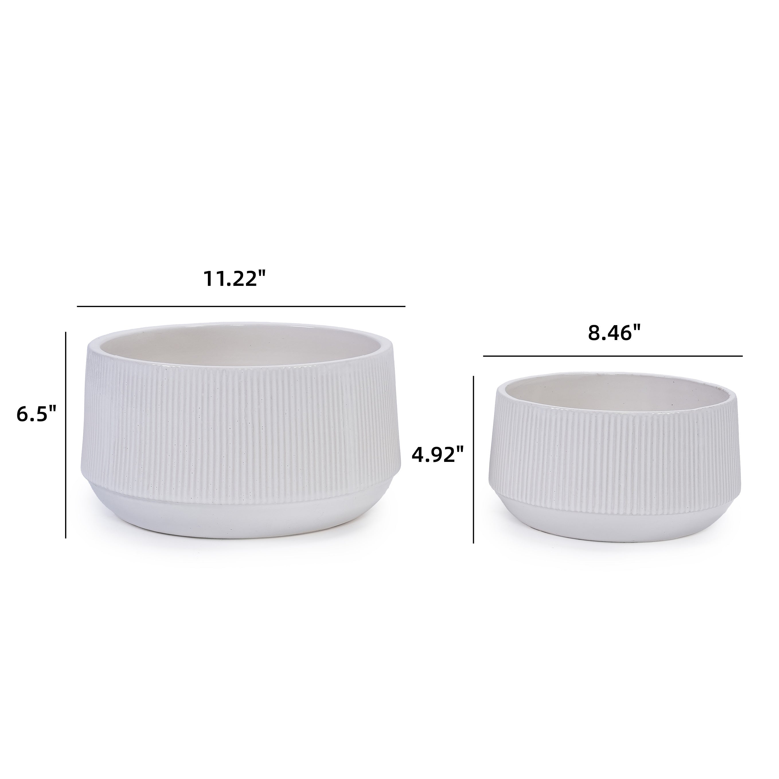 2 Pieces Ceramic Flowerpot, Modern Planter for Patio, Garden or Windowsills - Gloss White