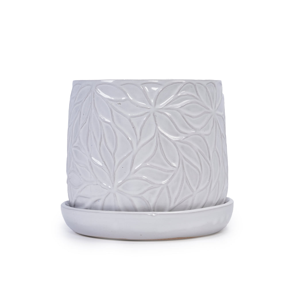 2 Pieces Ceramic Planter Pot, Modern Indoor Outdoor Flowerpot for Patio, Garden, or Windowsills - Gloss White