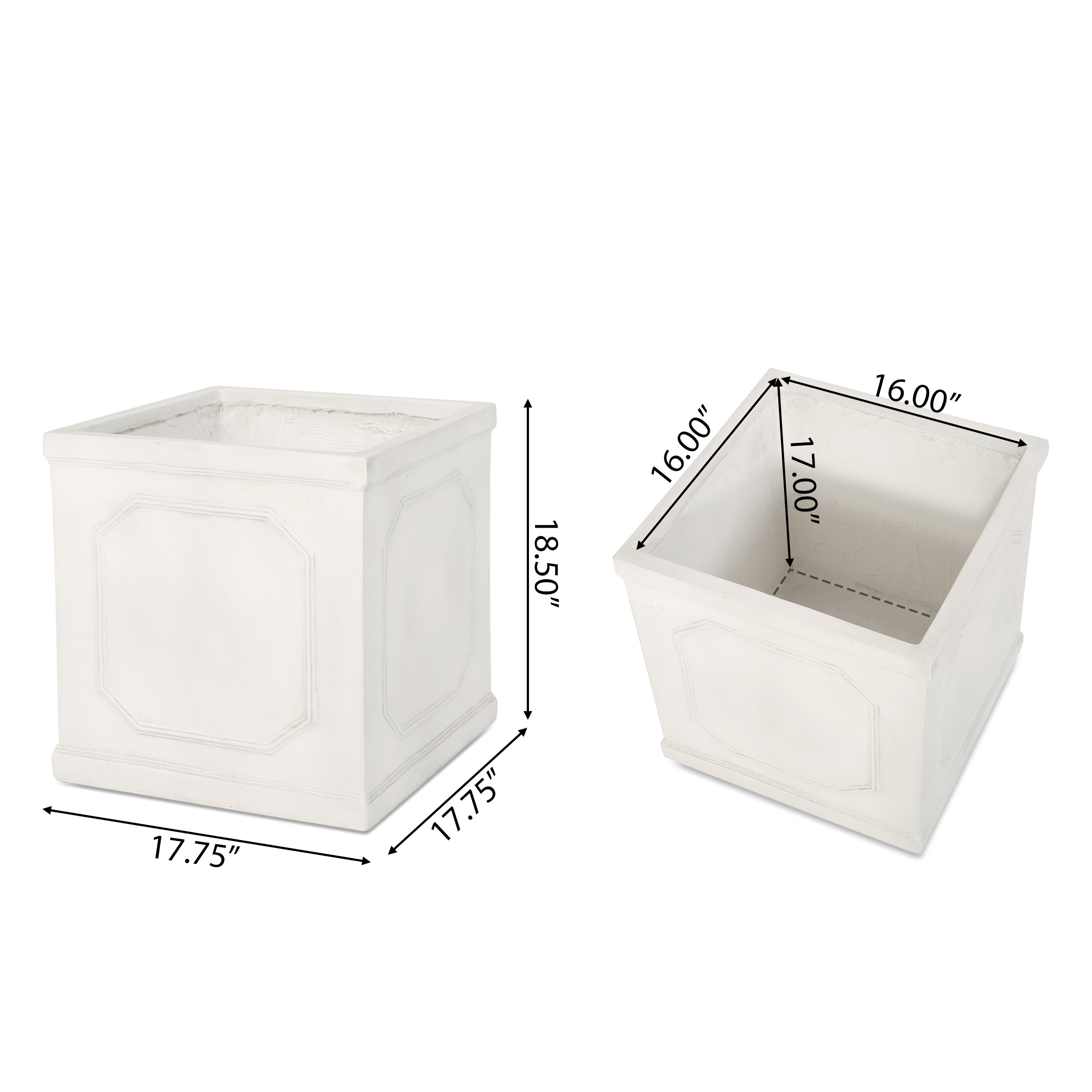 17.75 x 18.50 Antique White MGO Planter