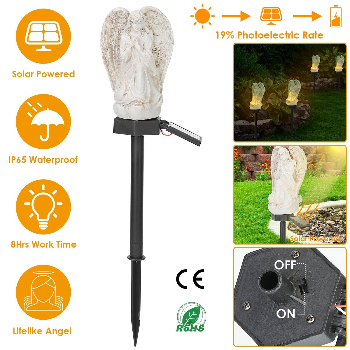 Solar Praying Angel Statue Garden Light LED Decoration Angel Lamp IP65 Waterproof Outdoor Decorative Landscape Solar Lawn Lamps For Yard Driveway Walk