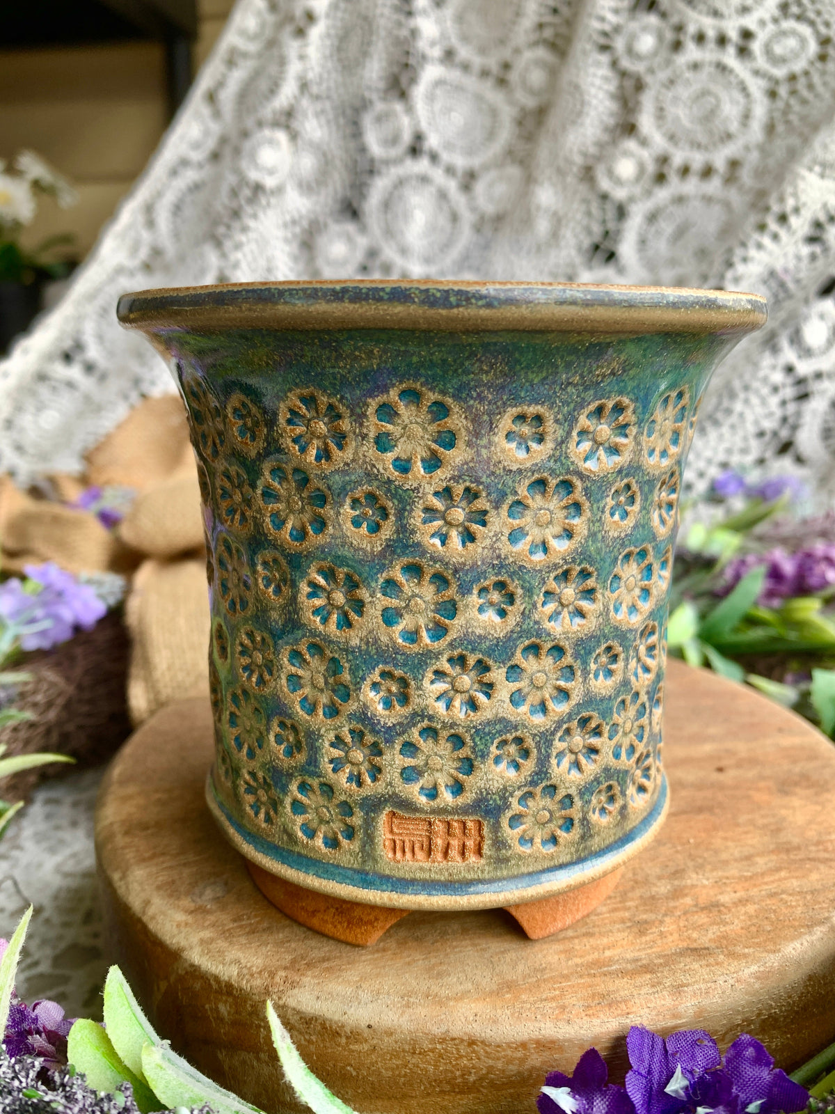 WS0008 Rustic Handmade Clay Planter Pot - Pot rim diameter: 3"