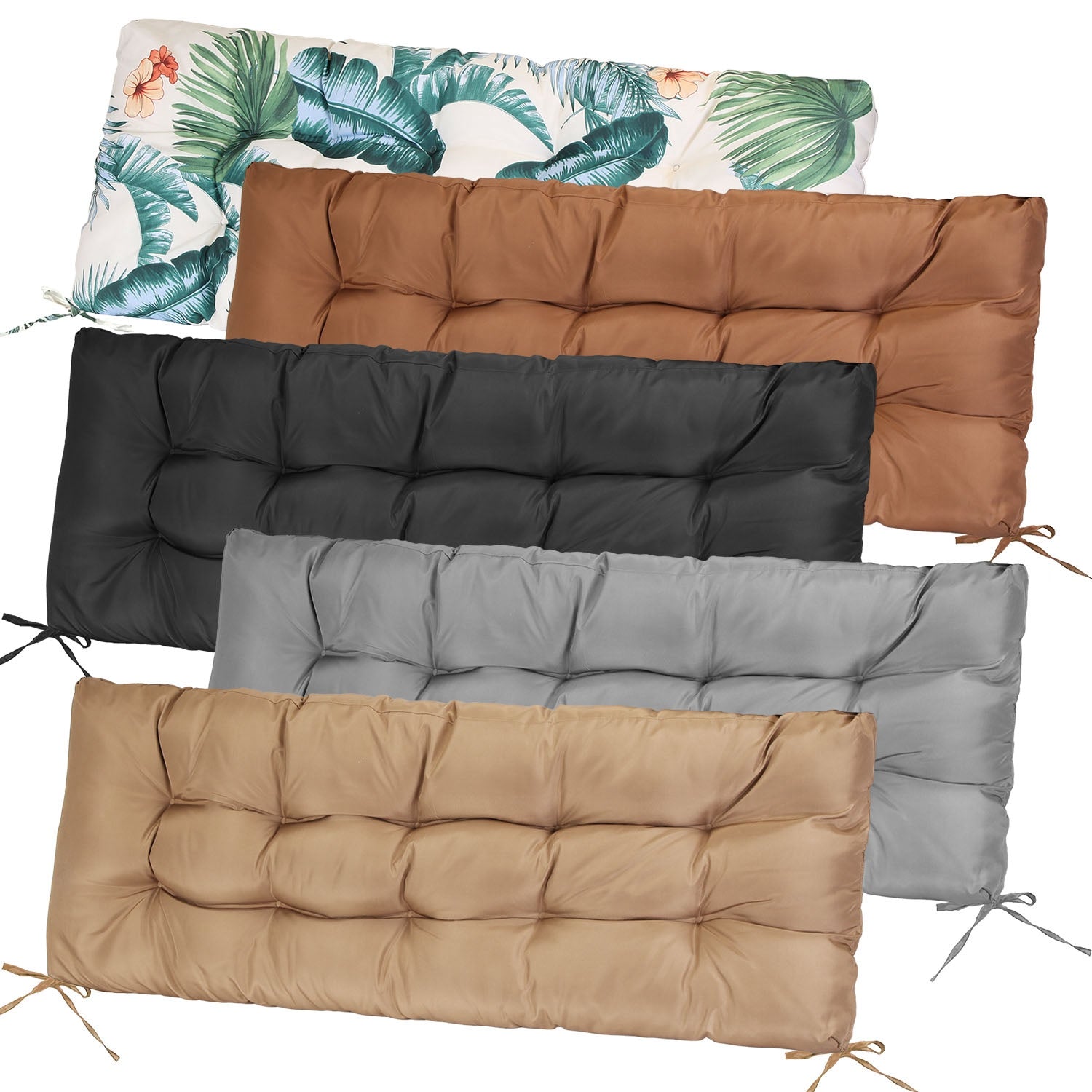 Bench Seat Cushion For Indoor Outdoor Furniture Non Slip Long Chair Cushion with Ties Strap Waterproof Swing Cushion 51.18x19.68IN For Garden Patio Ba