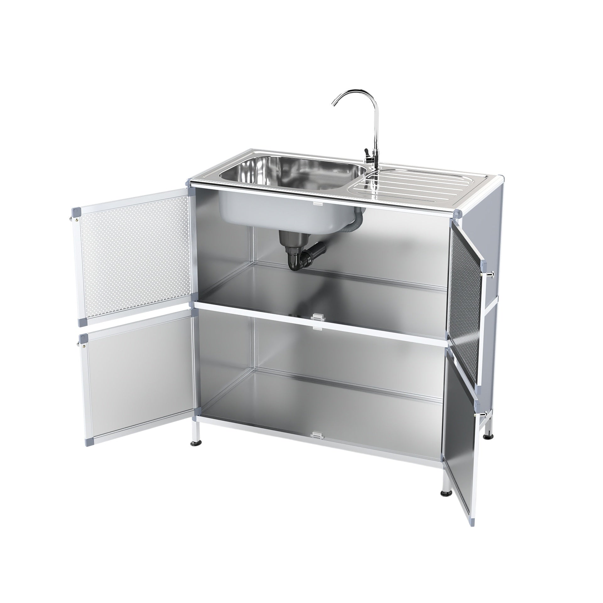 Utility Sink with Cabinet, Freestanding Utility Sink, Laundry Room Sink Cabinet, Outdoor Sink Station, Stainless Steel Utility Sink (32.68' D x 16.93' W x 33.27' H)