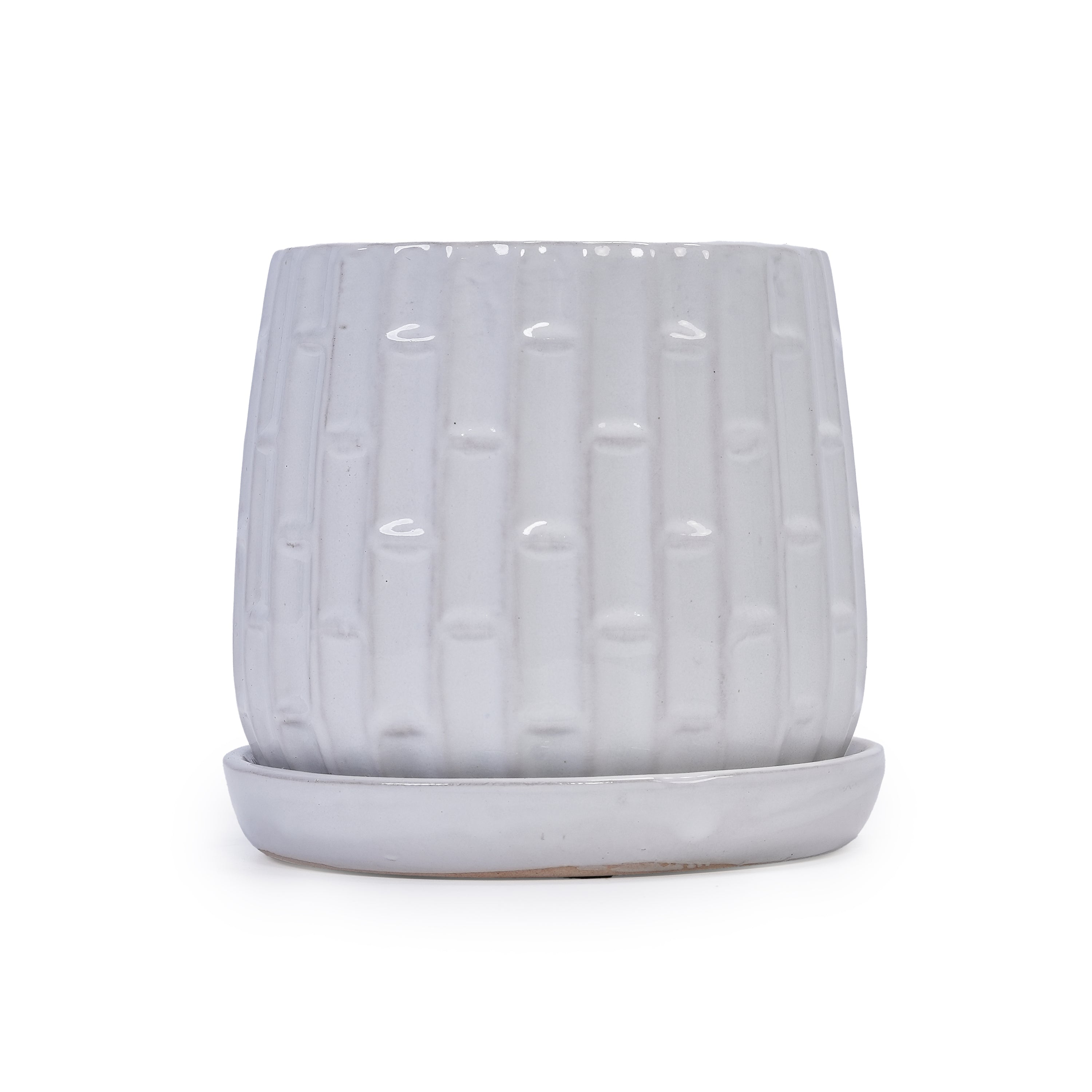 Set of 2 Ceramic Flowerpot, 7' Modern Planter for Patio, Garden, Windowsill - White