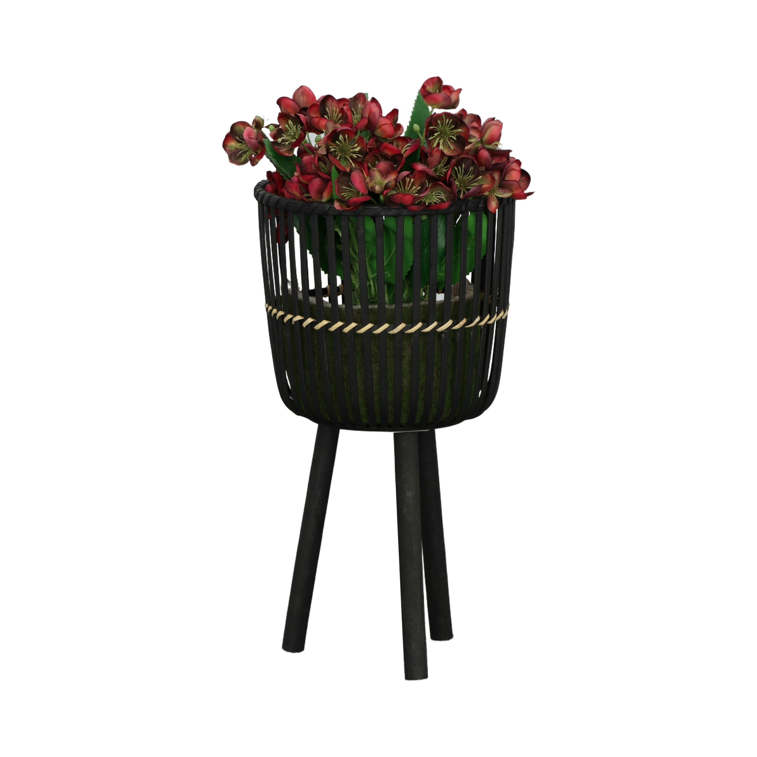 S/3 BAMBOO FOOTED PLANTERS 11/13/15', BLACK
