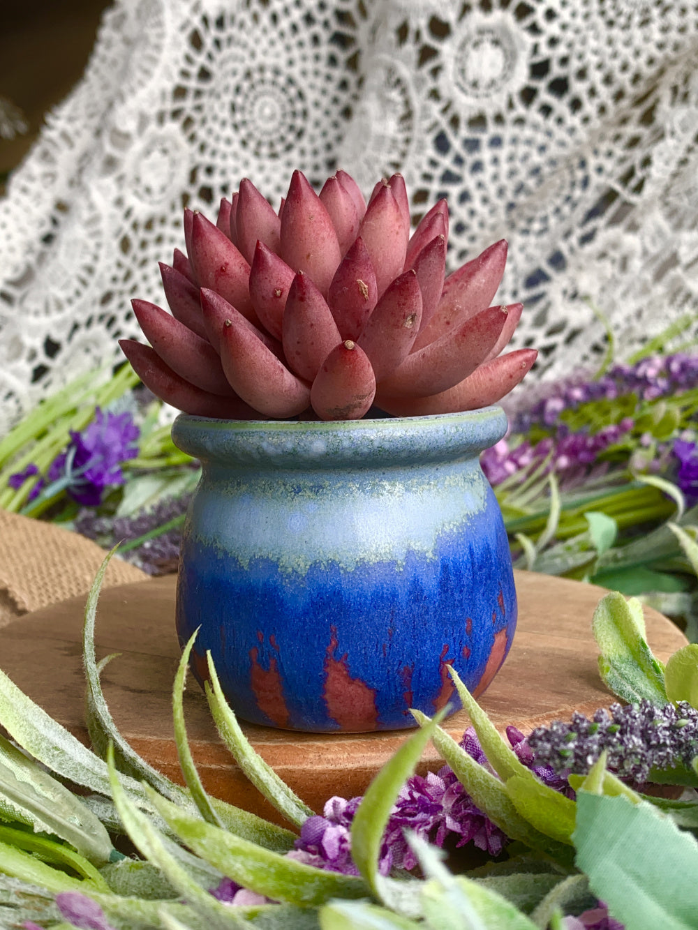 SC-0018 Rustic Handmade Clay Planter Pot - Pot Rim Diameter: 2"