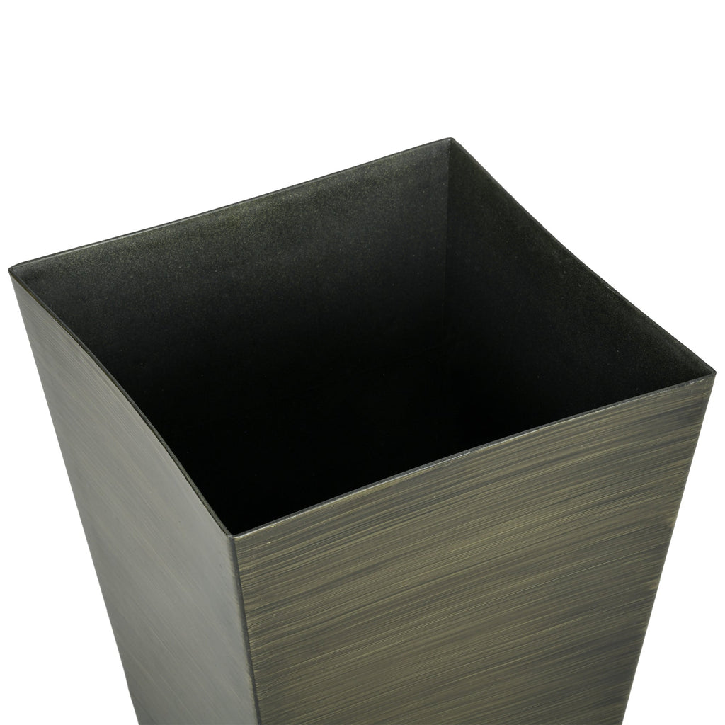 Outsunny 28' Tall Outdoor Planters, Set of 3 Large Taper Planters with Drainage Holes and Plug, Faux Wood Plastic Flower Pots for Outdoor, Indoor, Garden, Patio, Dark Brown