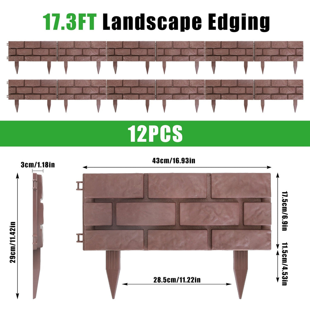 Garden Border Edging Panels 12-Pack with Rotatable Connectors