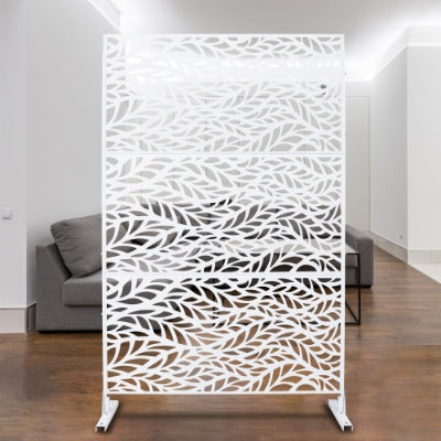 Metal Outdoor Privacy Screen 76x48 Inch, Freestanding Decorative Garden Panel
