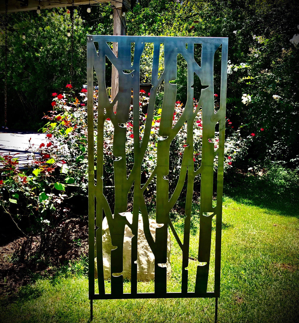 Birch Tree Metal Trellis/Privacy Screen