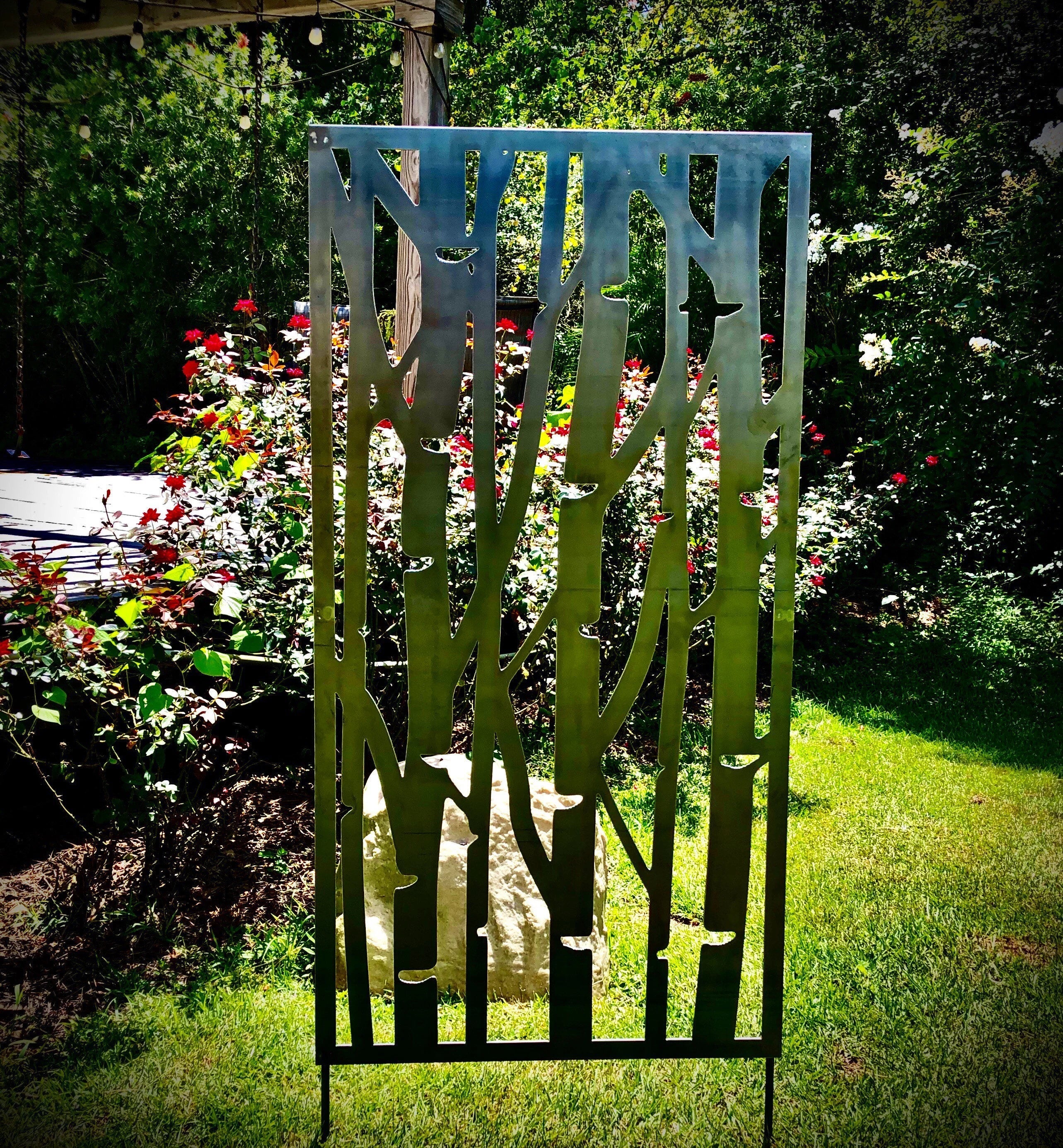 Birch Tree Metal Trellis/Privacy Screen