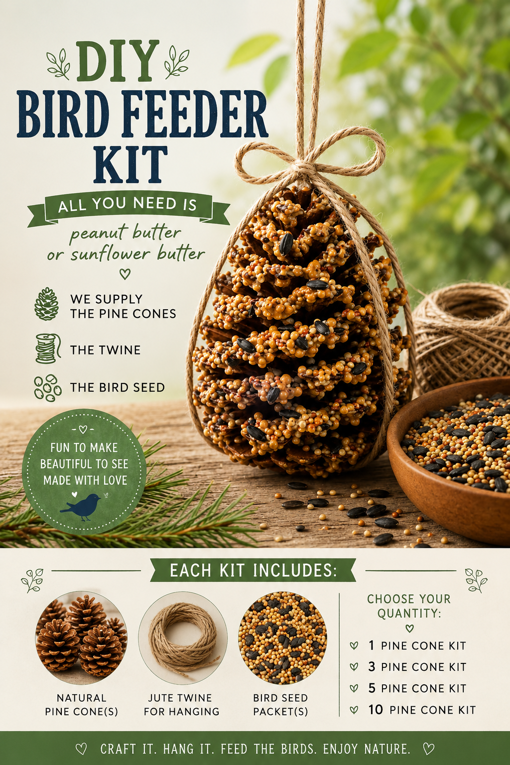 DIY Pine Cone Bird Feeder Kit