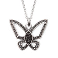 Black Butterfly Necklace With Crystal Accent Pendant
