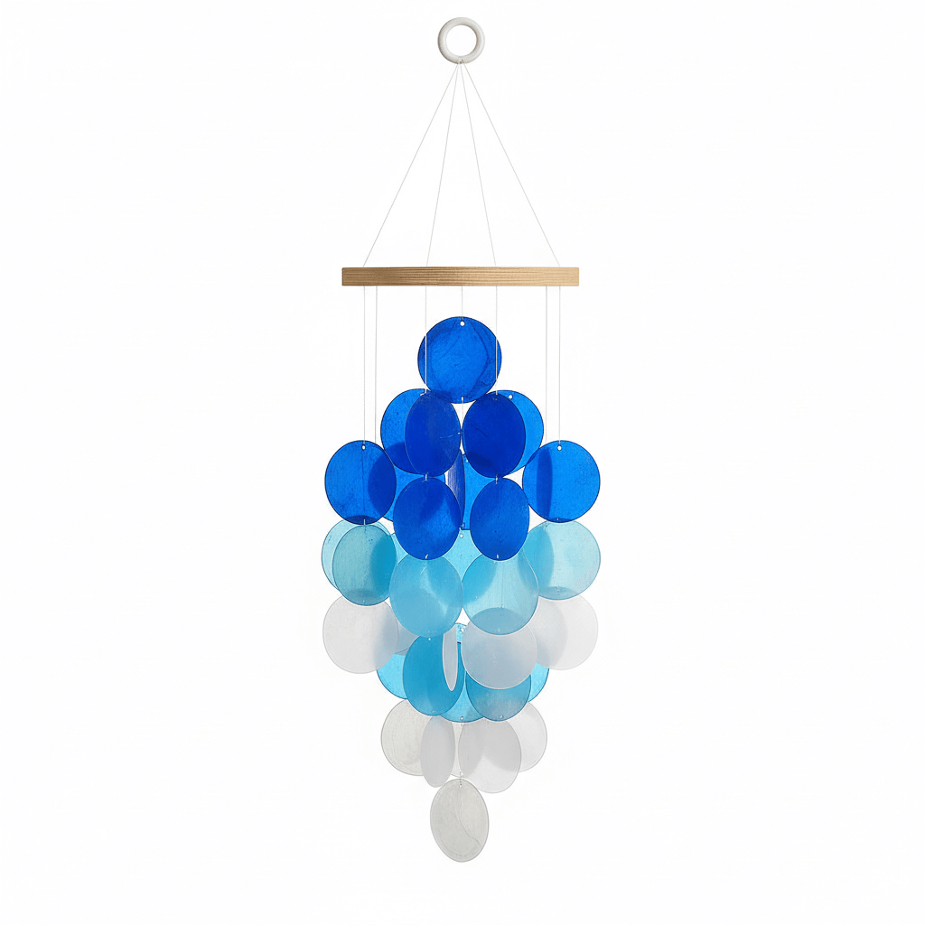Blue shell wind chimes for outside Home decor Handcrafted