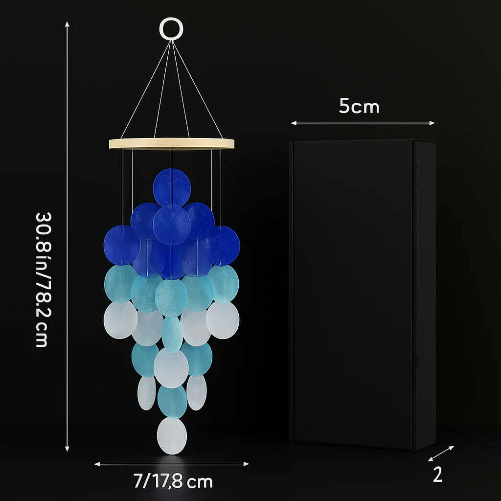 Blue shell wind chimes for outside Home decor Handcrafted
