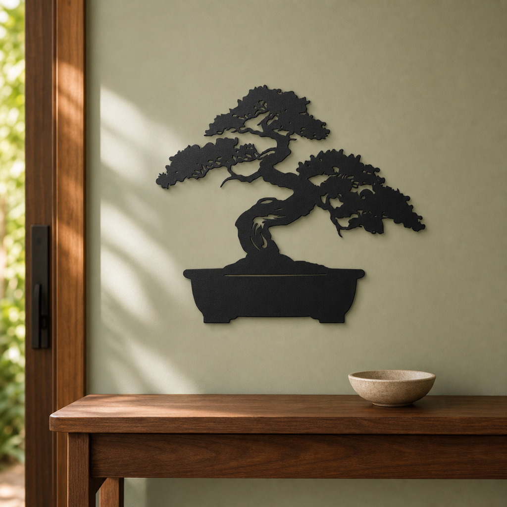 Bonsai Tree Wall Art — Zen Potted Tree Silhouette | 2 Sizes