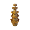 Brown & White Talavera Fountain | Tiered Floral Garden Decor