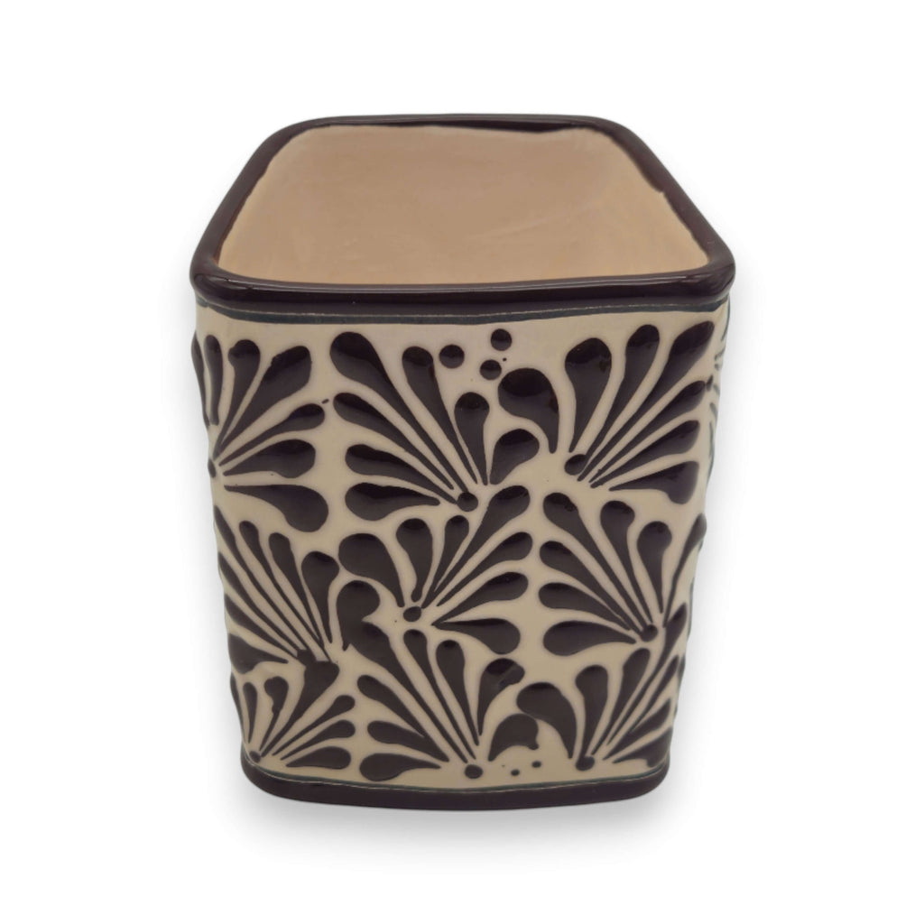 Brown & White Talavera Purse Planter | Handmade Pot