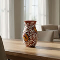 Brown & White Talavera Vase | Monarch Butterfly Relief Design