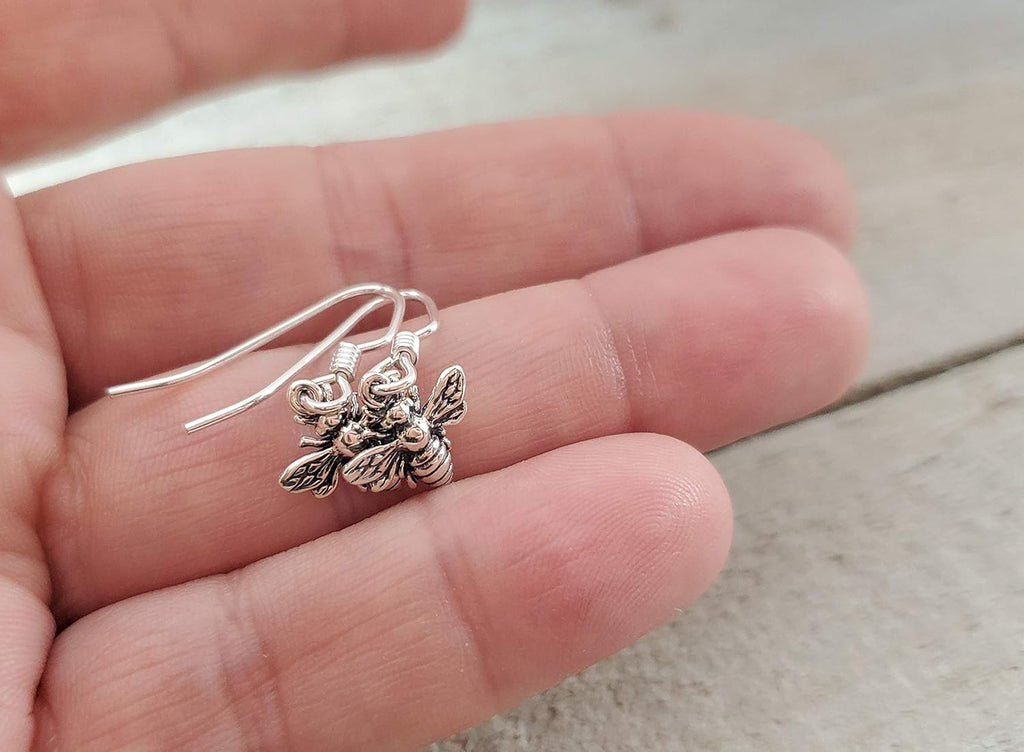 Sterling Silver Bee Dangle Earrings