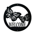 Circle Butterfly Welcome Sign - Custom Metal Wall Art For Front Door & Garden Décor