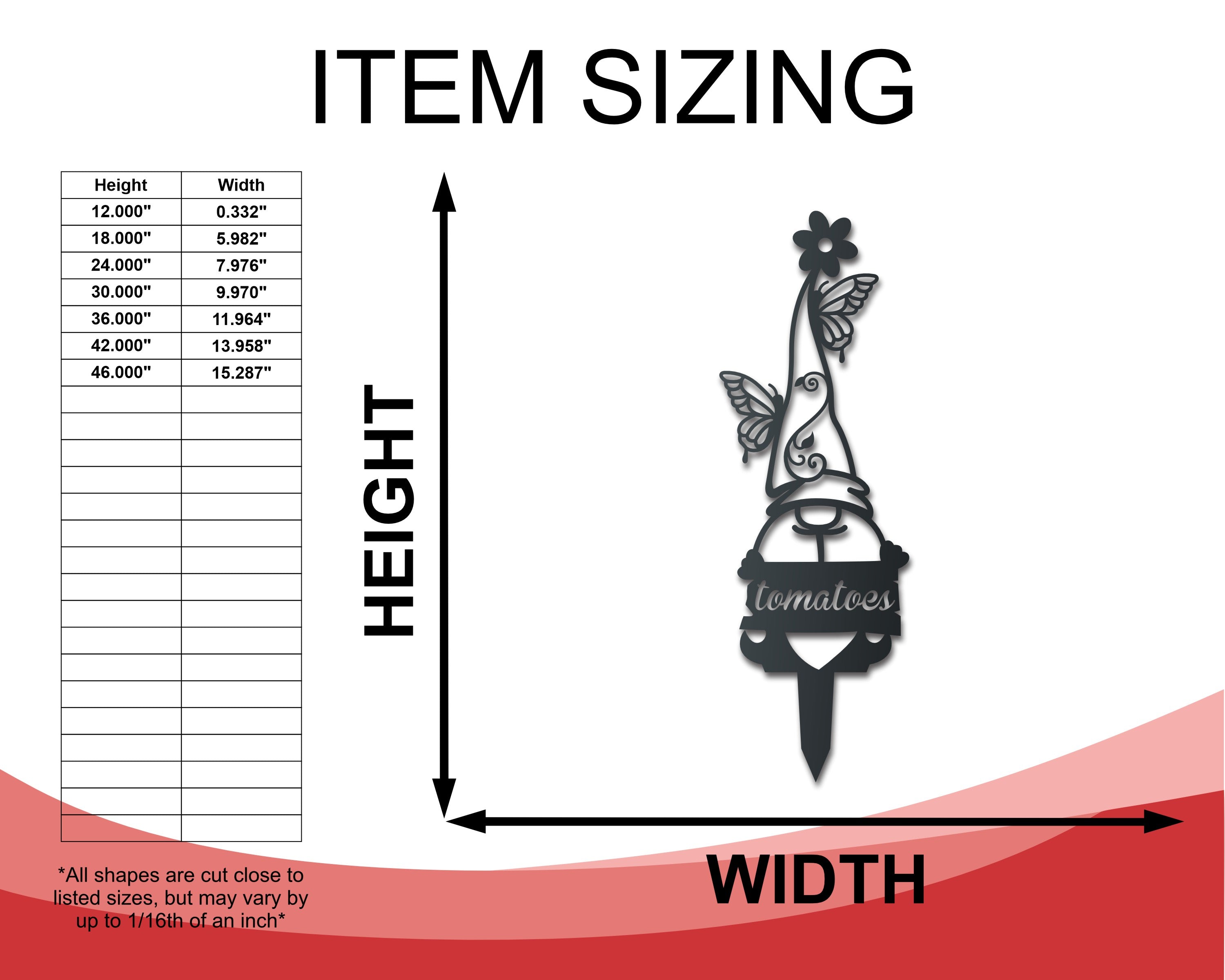 Custom Metal Garden Gnome Stake | Butterfly Gnome Garden Marker | Indoor Outdoor | Up to 24" | Over 20 Color Options