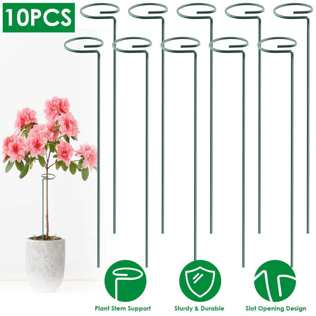 10 Packs 16in Plant Support Stakes Garden Flower Single Stem Support Stake Iron Plant Cage Support Ring For Tomatoes Orchid Lily Peony Rose Flower Ama