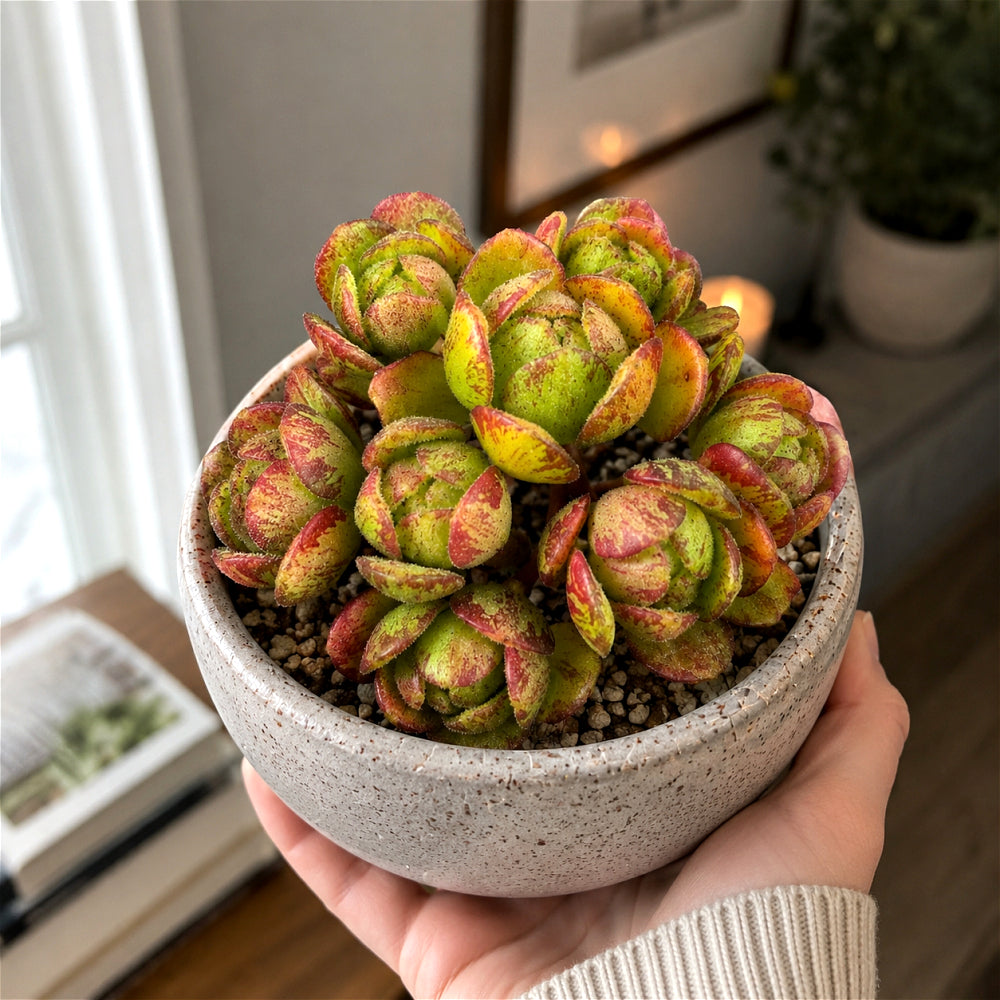 Aeonium 'Saundersii Pinheads' Variegata ~2"-2.5" Cluster Rosettes Rare Succulent Live Plant