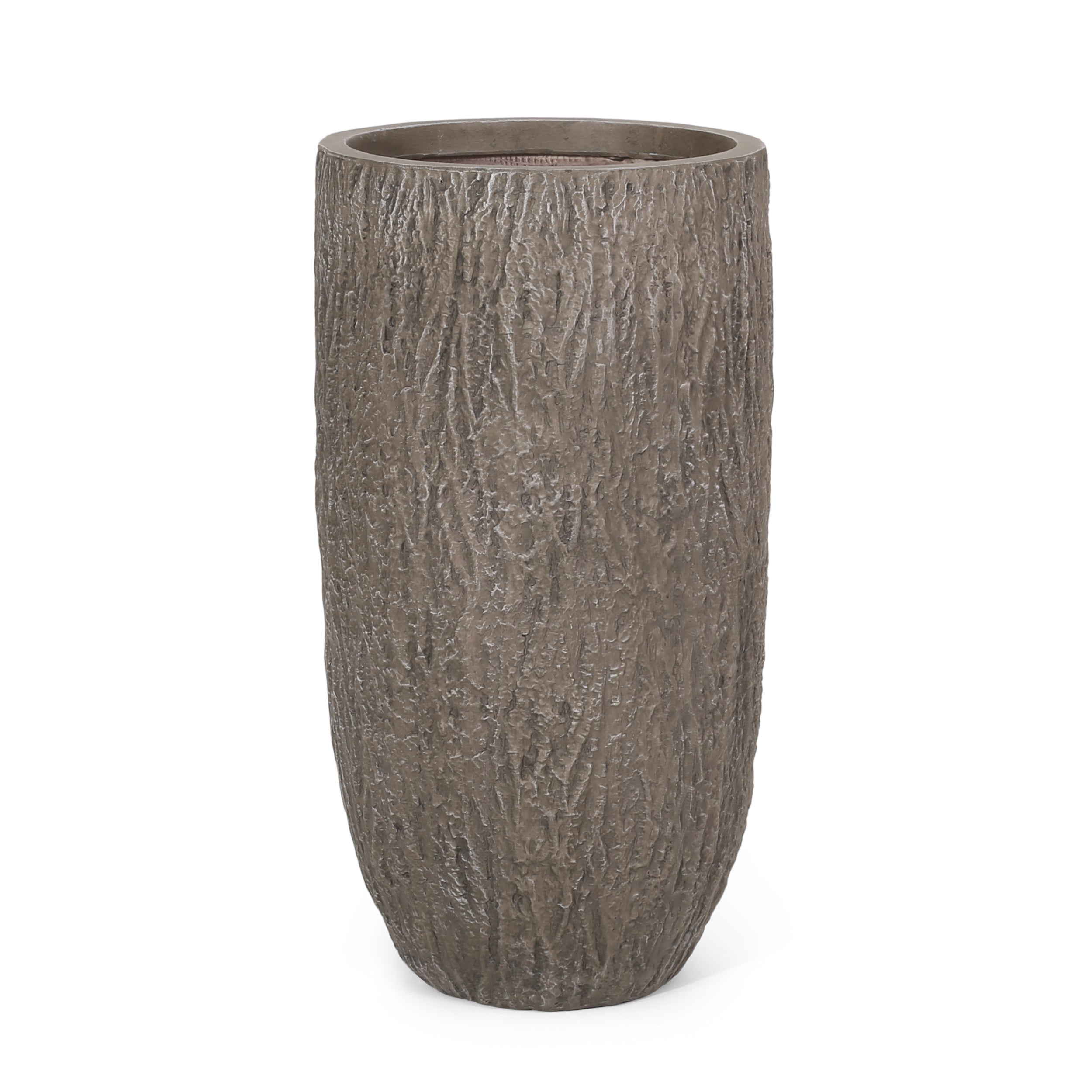 Natural Wood Finish Magnesium Oxide Planter for Outdoor Use, 14x14x27 Inches