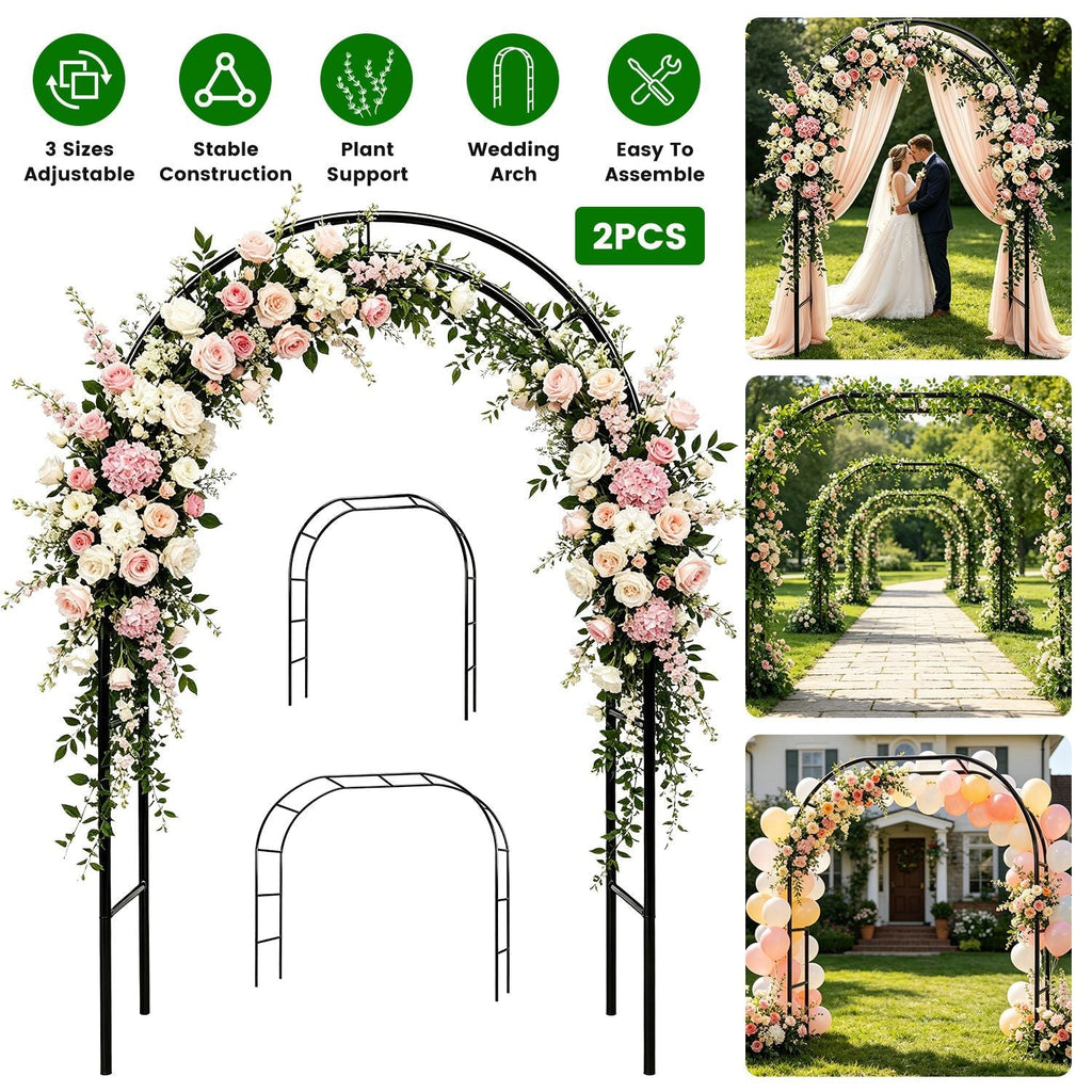 Adjustable Metal Garden Arch for Climbing Plants - 7.87ft Tall