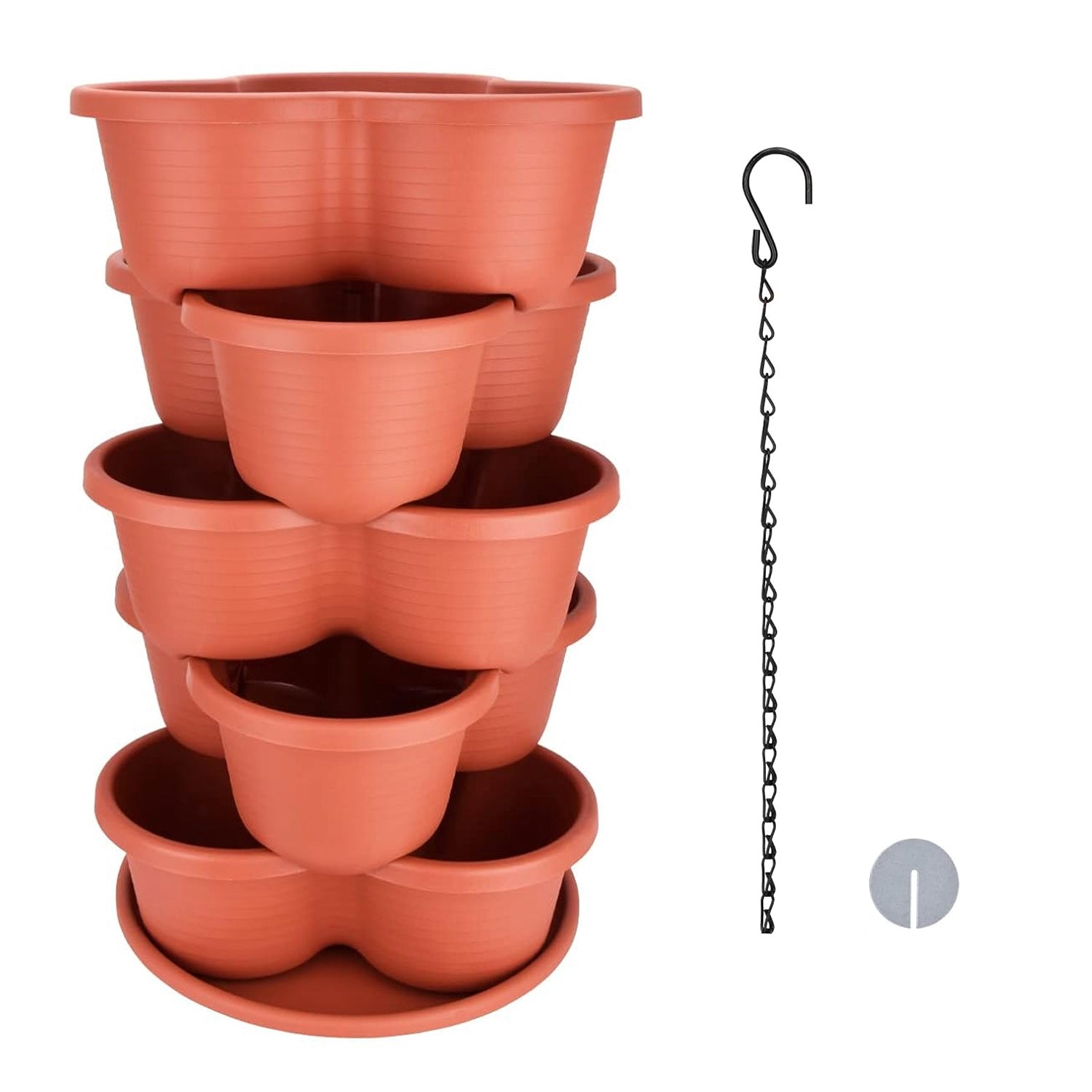 5 Tier Vertical Stackable Planter Garden Tower Stackable PlanterÊOutdoor Gardening Pots for Strawberries Flowers Herbs Vegetables