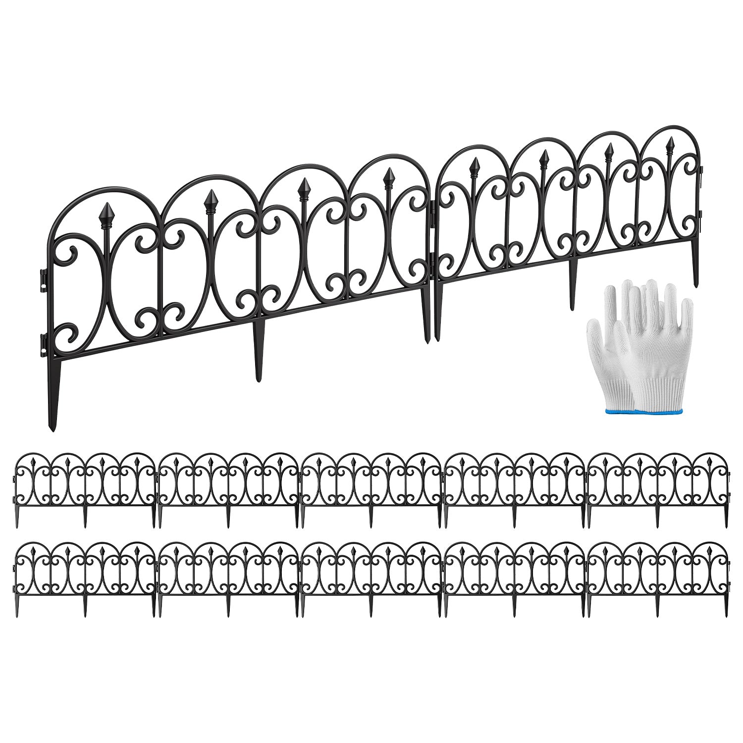Garden Edging Border Panels 10-Pack with Rotatable Connectors