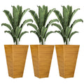 Outsunny 28' Tall Outdoor Planters Set of 3 with Drainage Holes Faux Wood Plastic Flower Pots for Garden Patio Tan