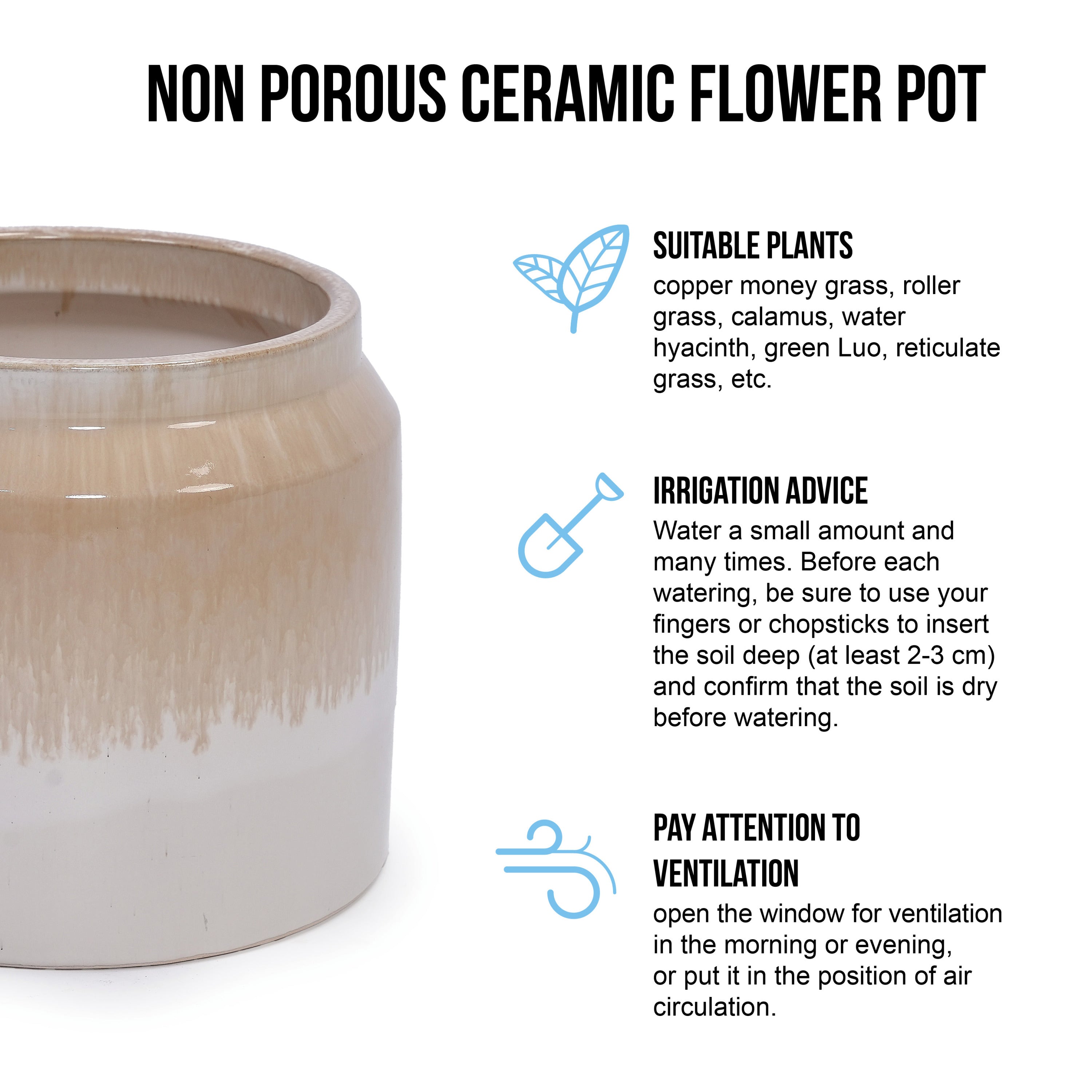 Set of 2 Gradient Ceramic Flowerpot, Modern Planter for Patio, Garden, Windowsill - White Brown