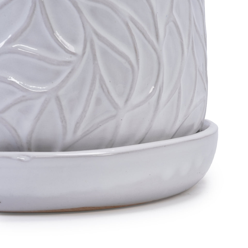 2 Pieces Ceramic Planter Pot, Modern Indoor Outdoor Flowerpot for Patio, Garden, or Windowsills - Gloss White