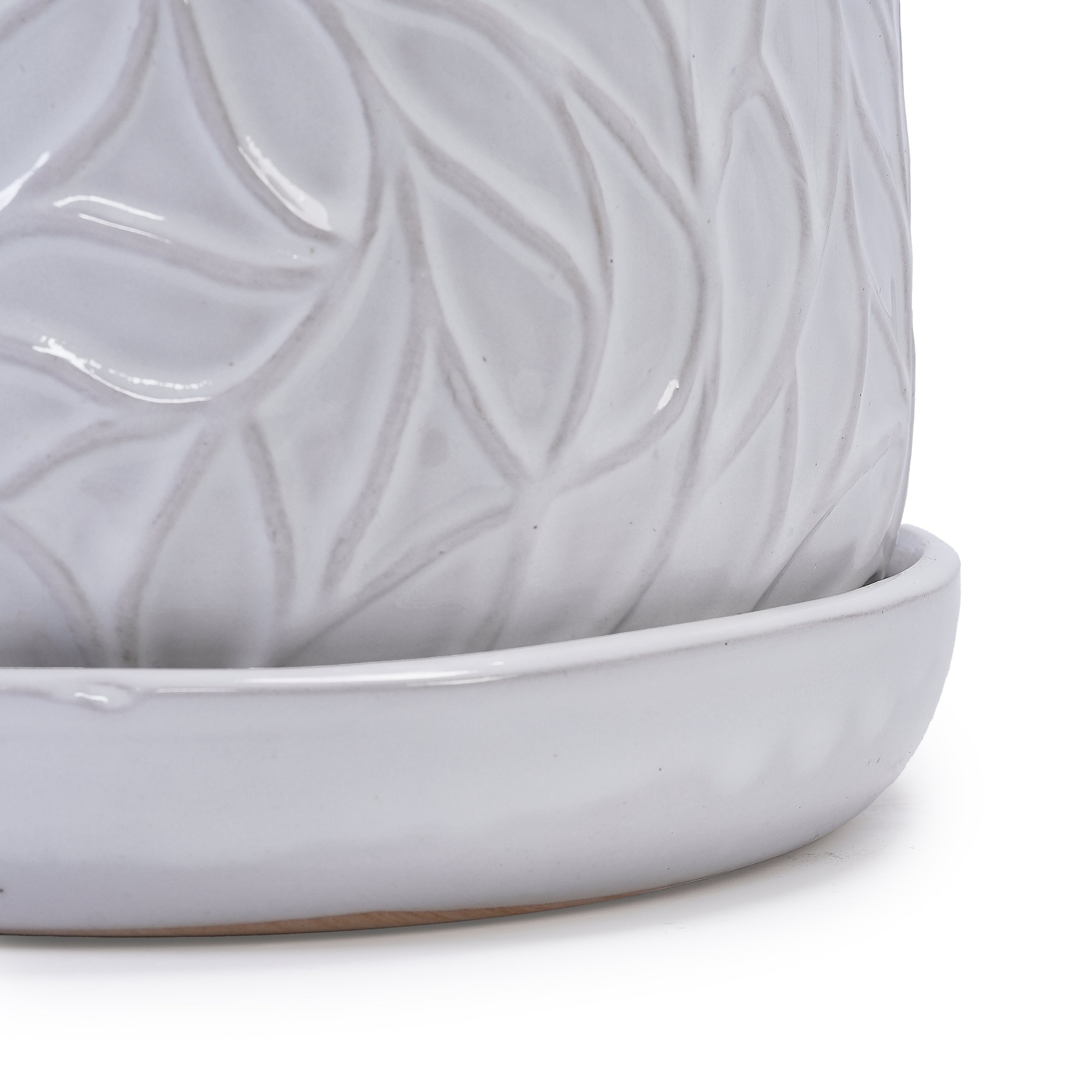 2 Pieces Ceramic Planter Pot, Modern Indoor Outdoor Flowerpot for Patio, Garden, or Windowsills - Gloss White