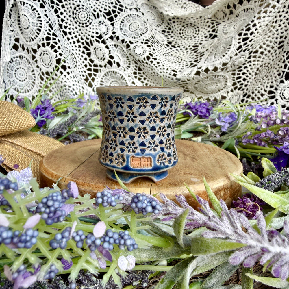 WS-0042 Handmade Artisan Pottery Planter Pot - Pot rim diameter: 1.8"