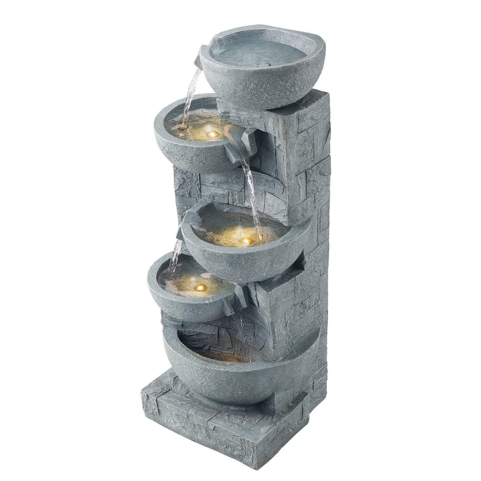 Outdoor Water Fountain 5-Tier Bowl-Shaped Cascading 31.5 cm
