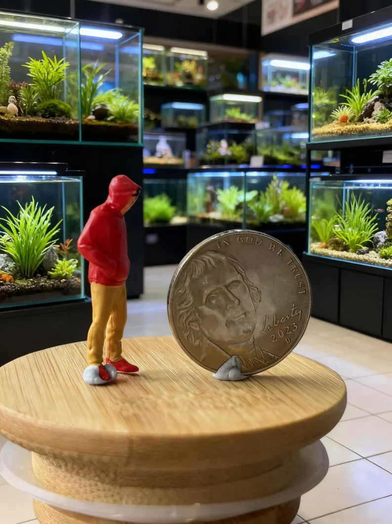 Live Moss Terrarium in Glass Jar Mini Bioactive Mossarium with Stone & Tiny Figurine Natura Desktop Ecosystem DIY Mini Garden Gift for Lover
