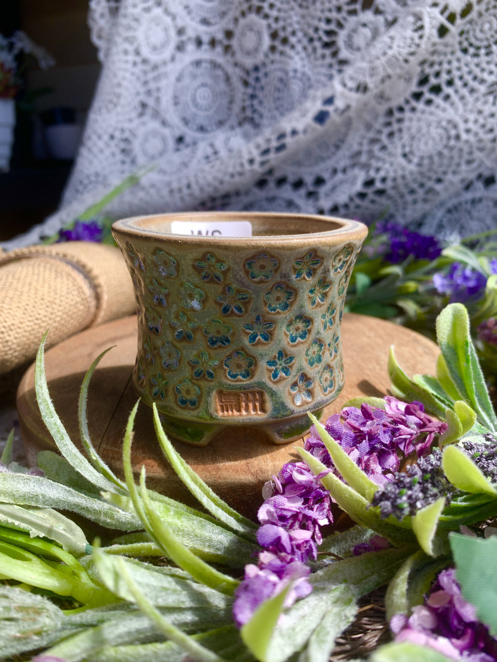 WS0024 Premium Handmade Ceramic Planter Pot - Pot rim diameter: 2.4" (Minor flaw)
