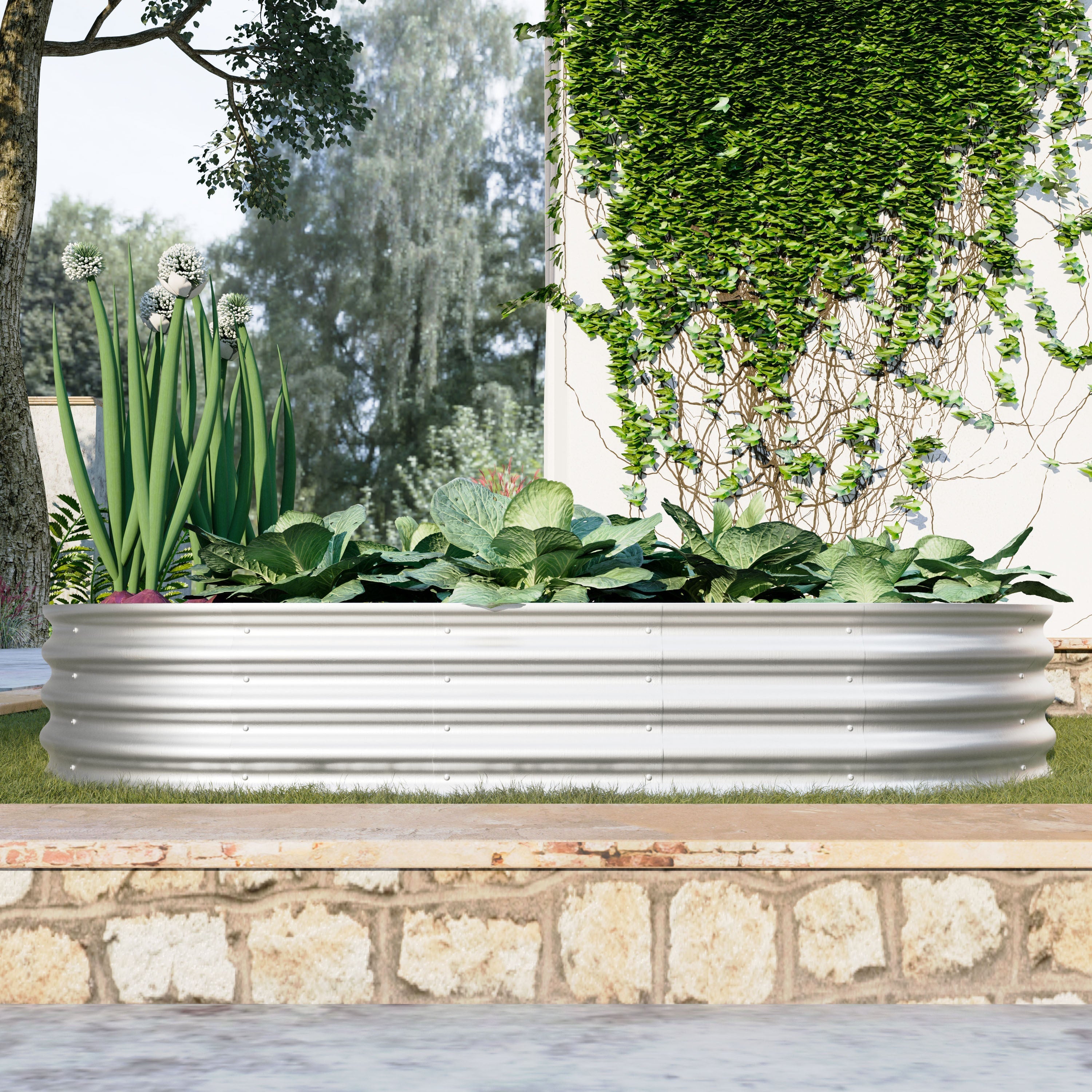 Heavy Duty Galvanized Raised Garden Bed Kit 6x3x1ft Silver