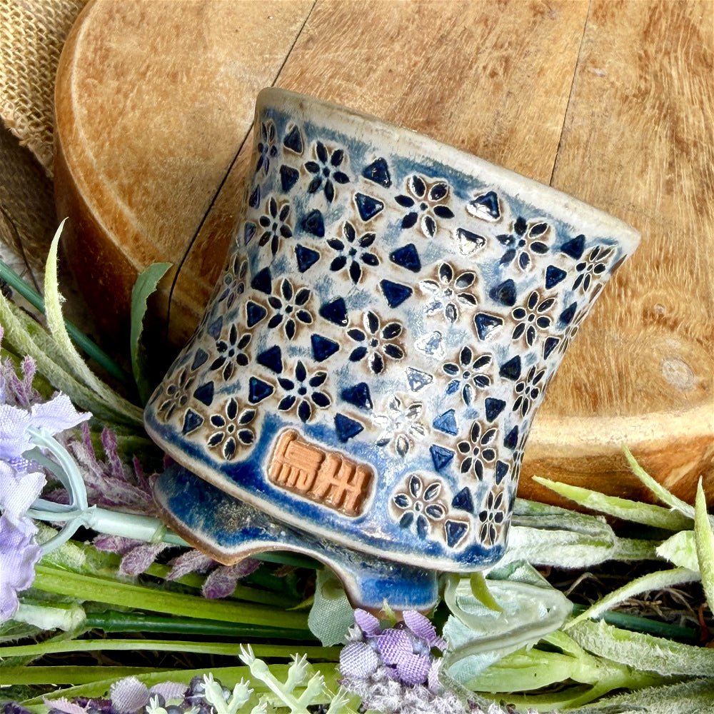 WS-0042 Handmade Artisan Pottery Planter Pot - Pot rim diameter: 1.8"