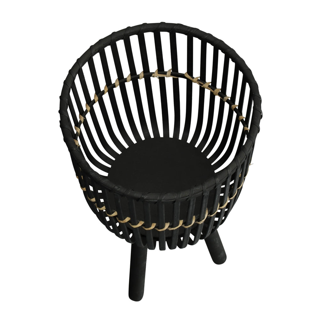 S/3 BAMBOO FOOTED PLANTERS 11/13/15', BLACK