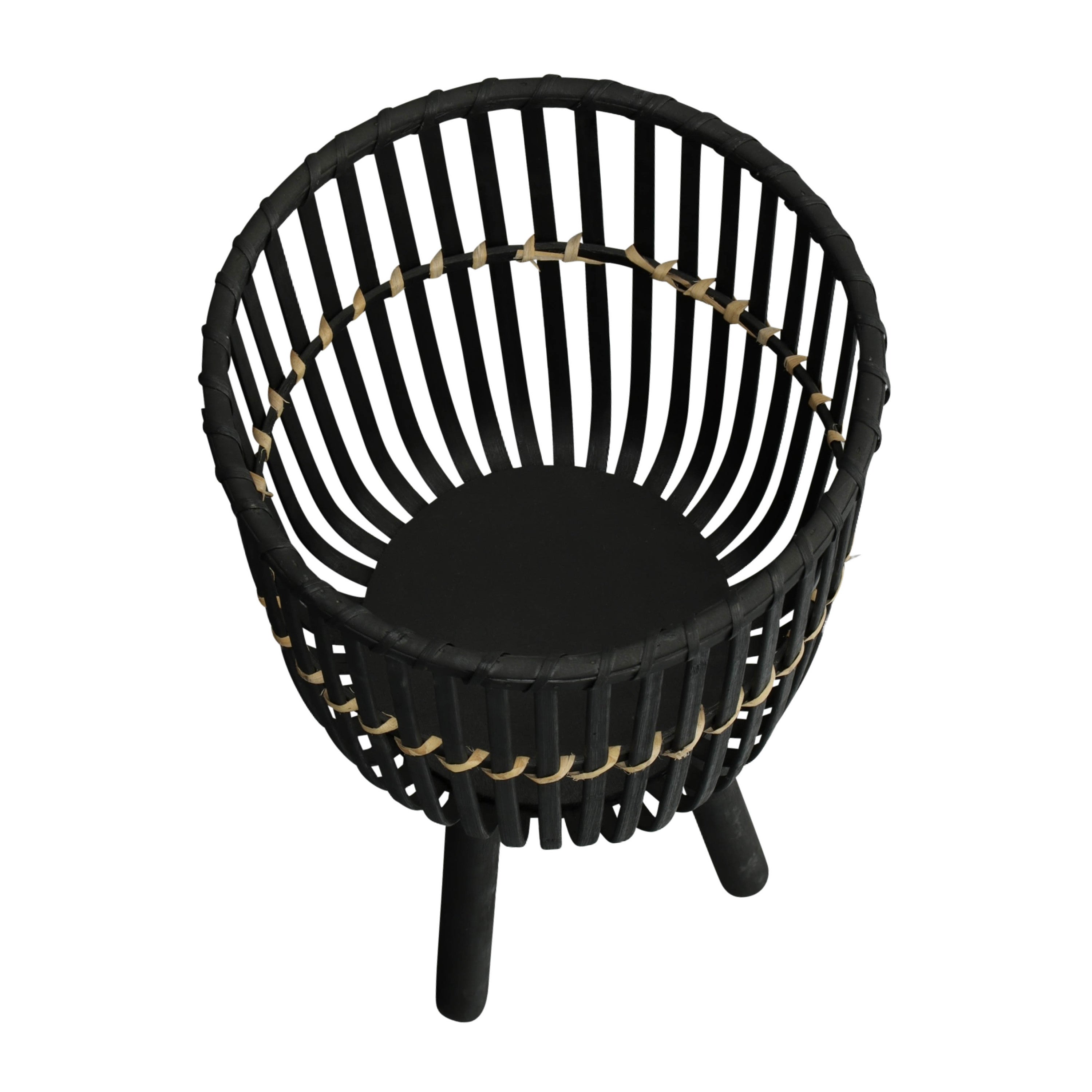 S/3 BAMBOO FOOTED PLANTERS 11/13/15', BLACK