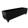 Black Metal Planter Medium with Wheels – For Artificial Boxwood Hedges